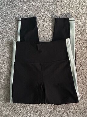 Athleta Black Leggings with Silver Stripe
